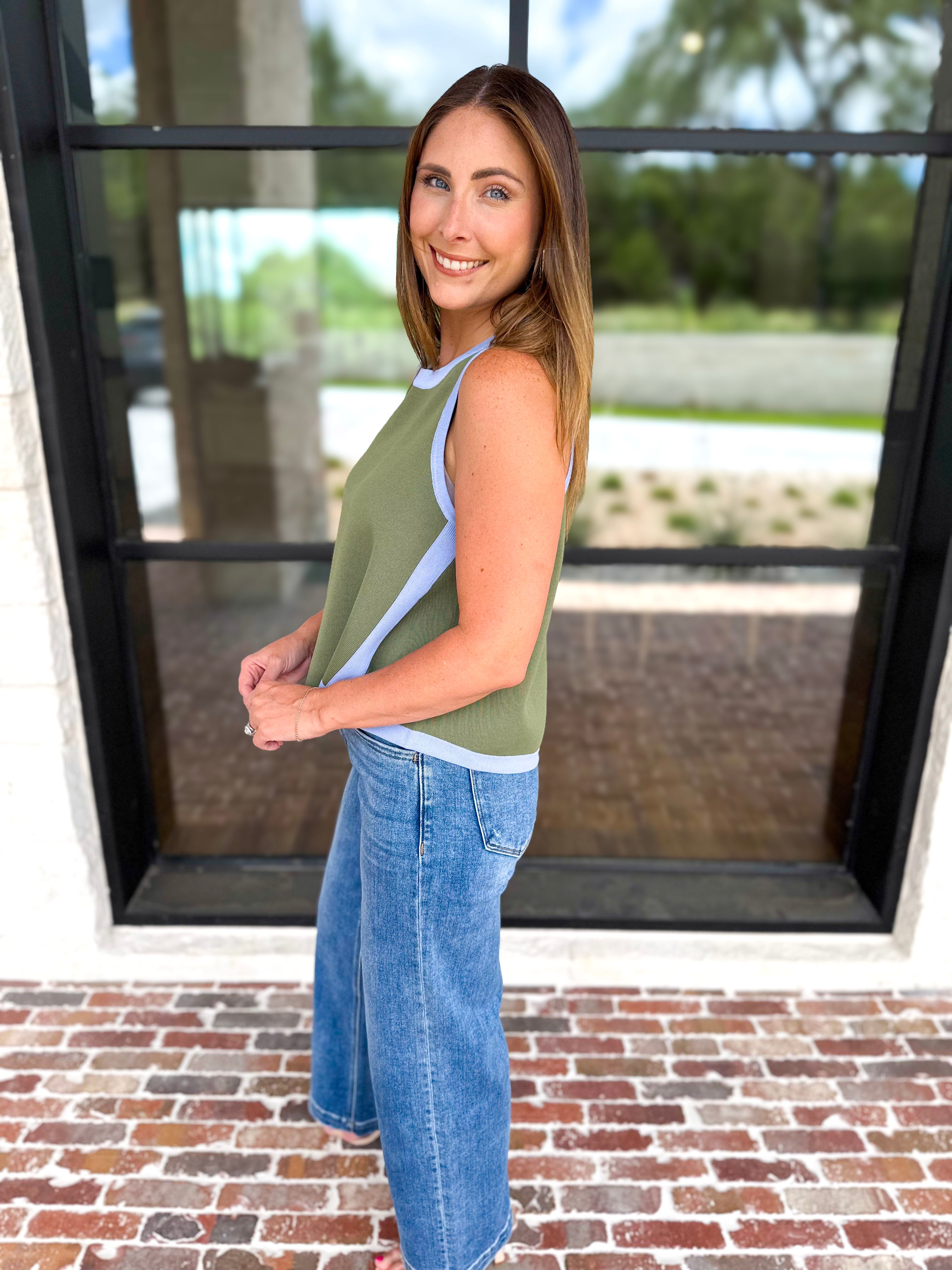 The Sutton A-Line Tank - Olive-200 Fashion Blouses-ENTRO-July & June Women's Fashion Boutique Located in San Antonio, Texas