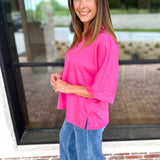 The Laurel Comfy Top - Pink-210 Casual Blouses-JODIFL-July & June Women's Fashion Boutique Located in San Antonio, Texas