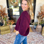 Cozy Collared Oversized Sweater Top - Merlot-230 Sweaters/Cardis-ENTRO-July & June Women's Fashion Boutique Located in San Antonio, Texas