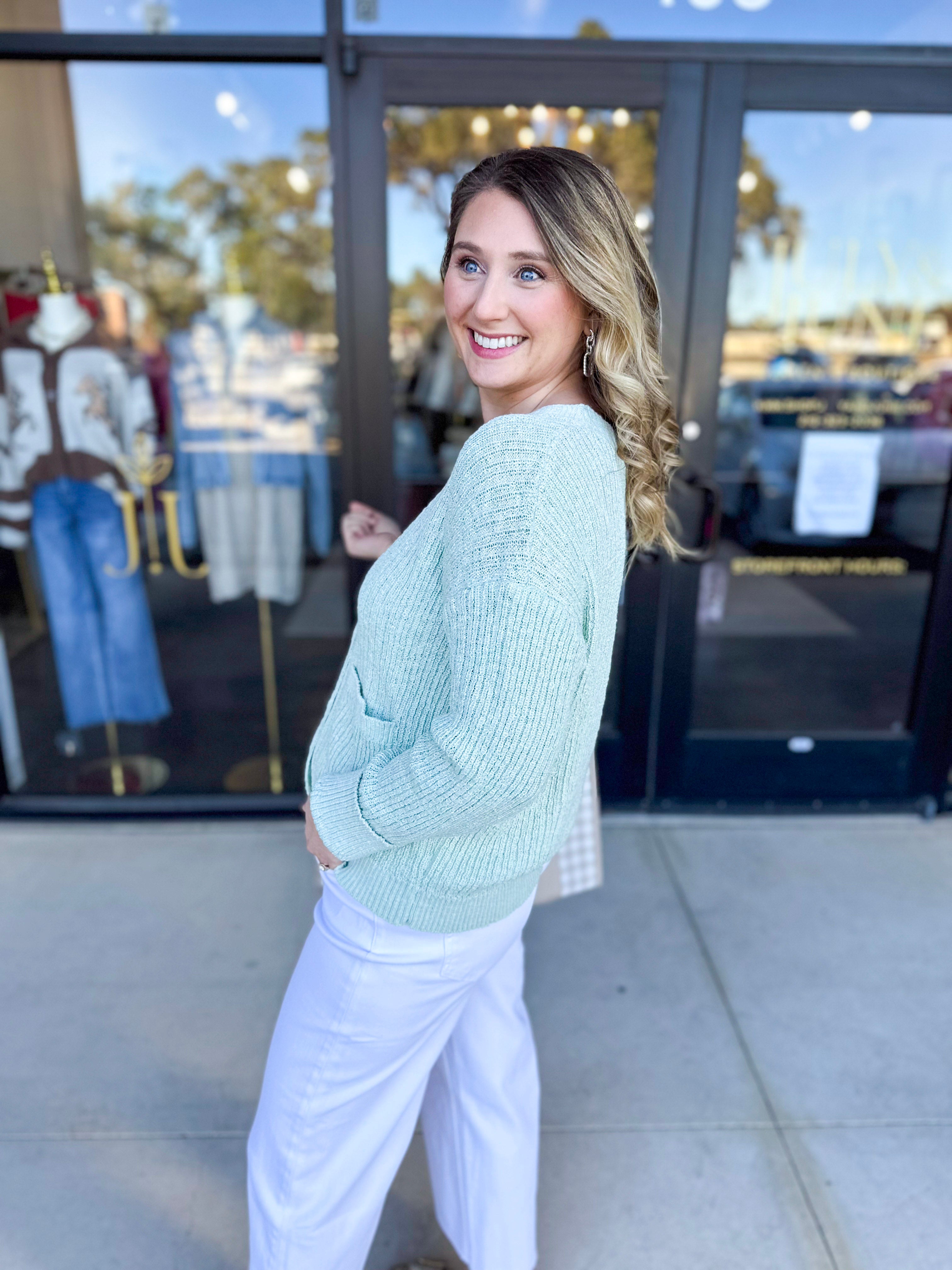 Effortless Mint Cardigan-230 Sweaters/Cardis-IN FEBRUARY-July & June Women's Fashion Boutique Located in San Antonio, Texas