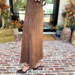 Suede Midi Skirt - Brown-410 Shorts/Skirts-STYLE USA-July & June Women's Fashion Boutique Located in San Antonio, Texas