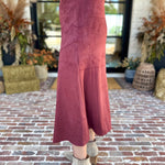 Suede Midi Skirt - Maroon-410 Shorts/Skirts-STYLE USA-July & June Women's Fashion Boutique Located in San Antonio, Texas