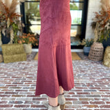 Suede Midi Skirt - Maroon-410 Shorts/Skirts-STYLE USA-July & June Women's Fashion Boutique Located in San Antonio, Texas