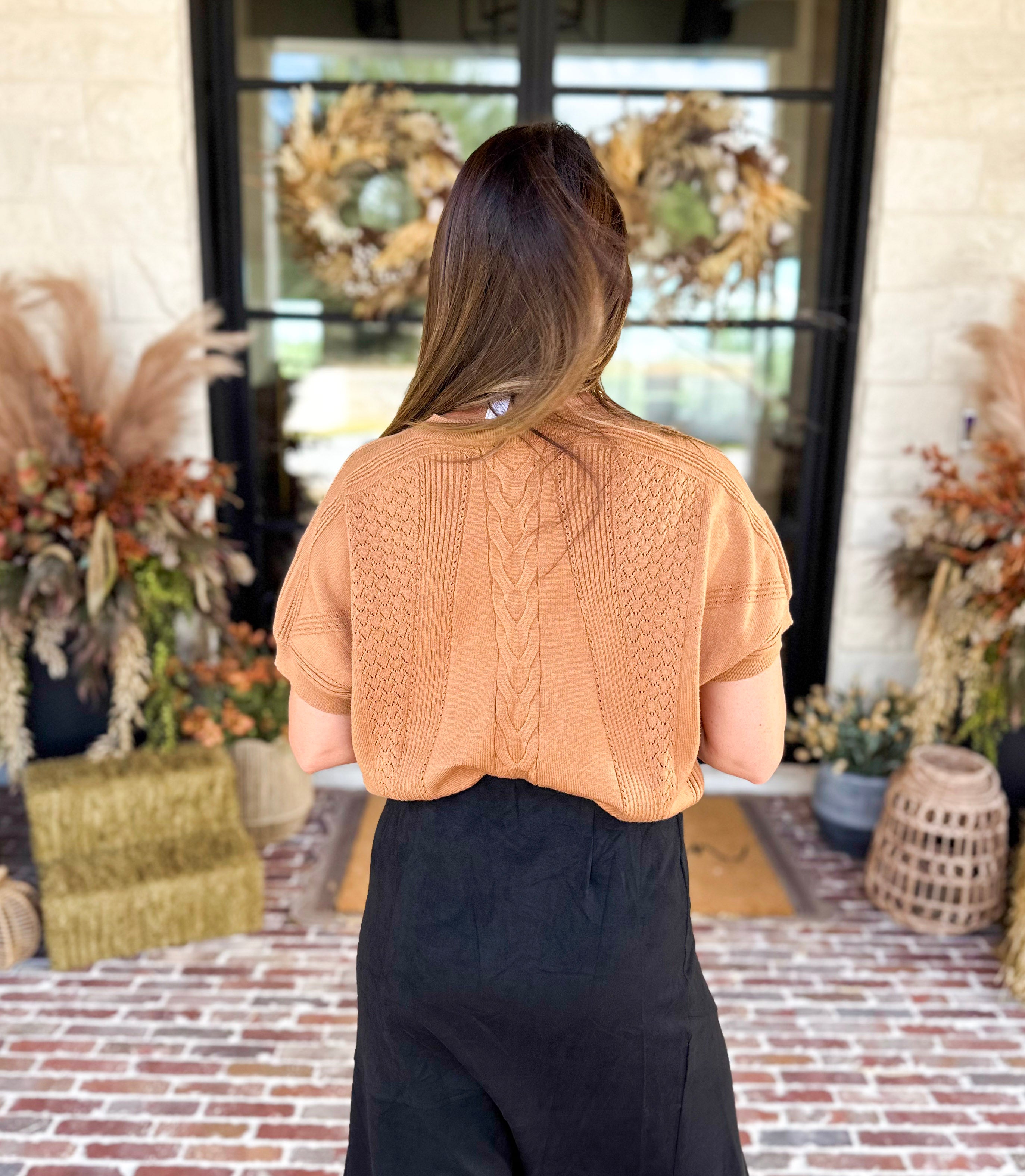 Lightweight Cable Knit Sweater - Tan-230 Sweaters/Cardis-FATE-July & June Women's Fashion Boutique Located in San Antonio, Texas