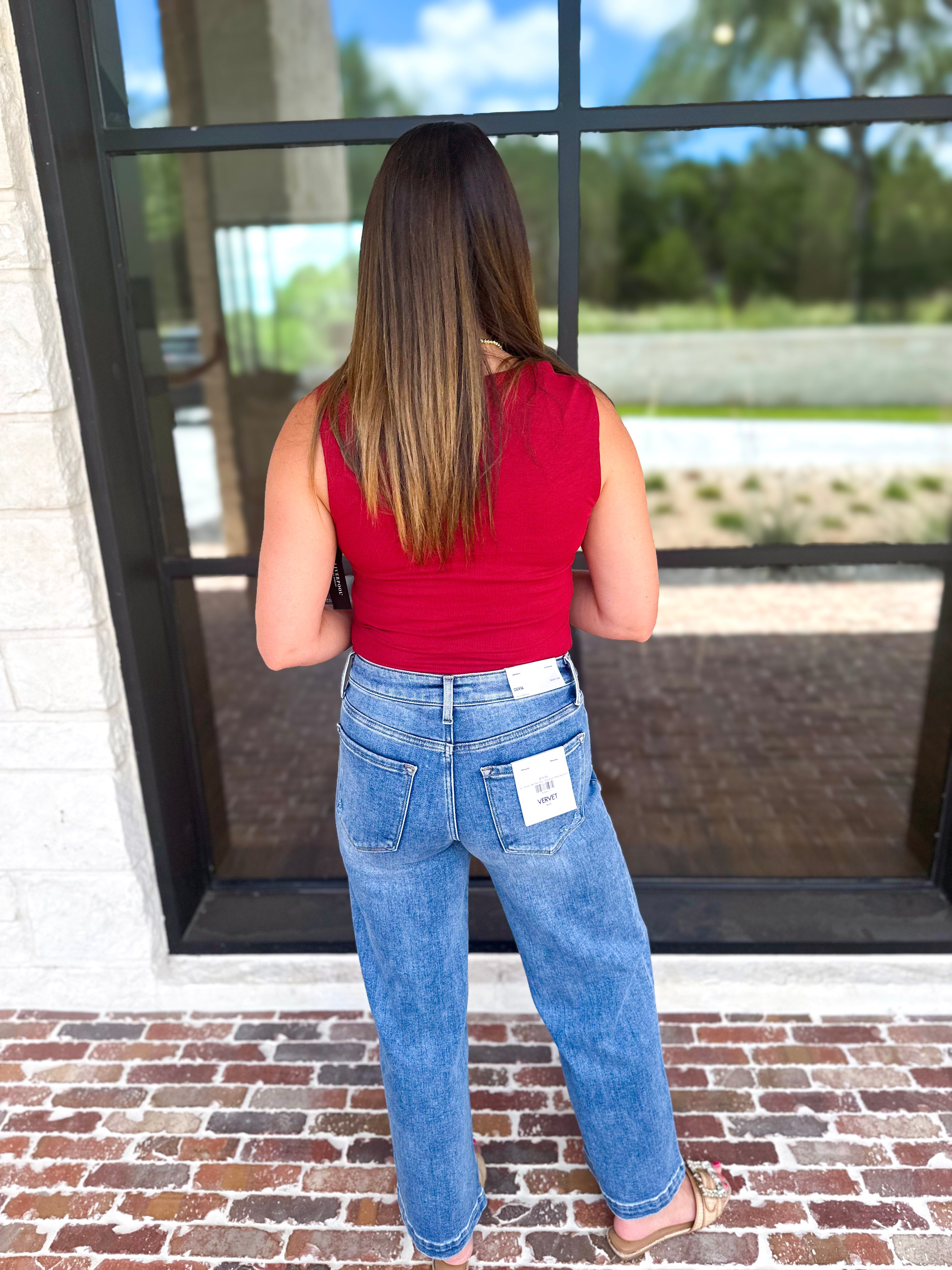 Liverpool - The Signature Scoop Neck Tank - Cranberry-210 Casual Blouses-LIVERPOOL JEANS COMPANY-July & June Women's Fashion Boutique Located in San Antonio, Texas