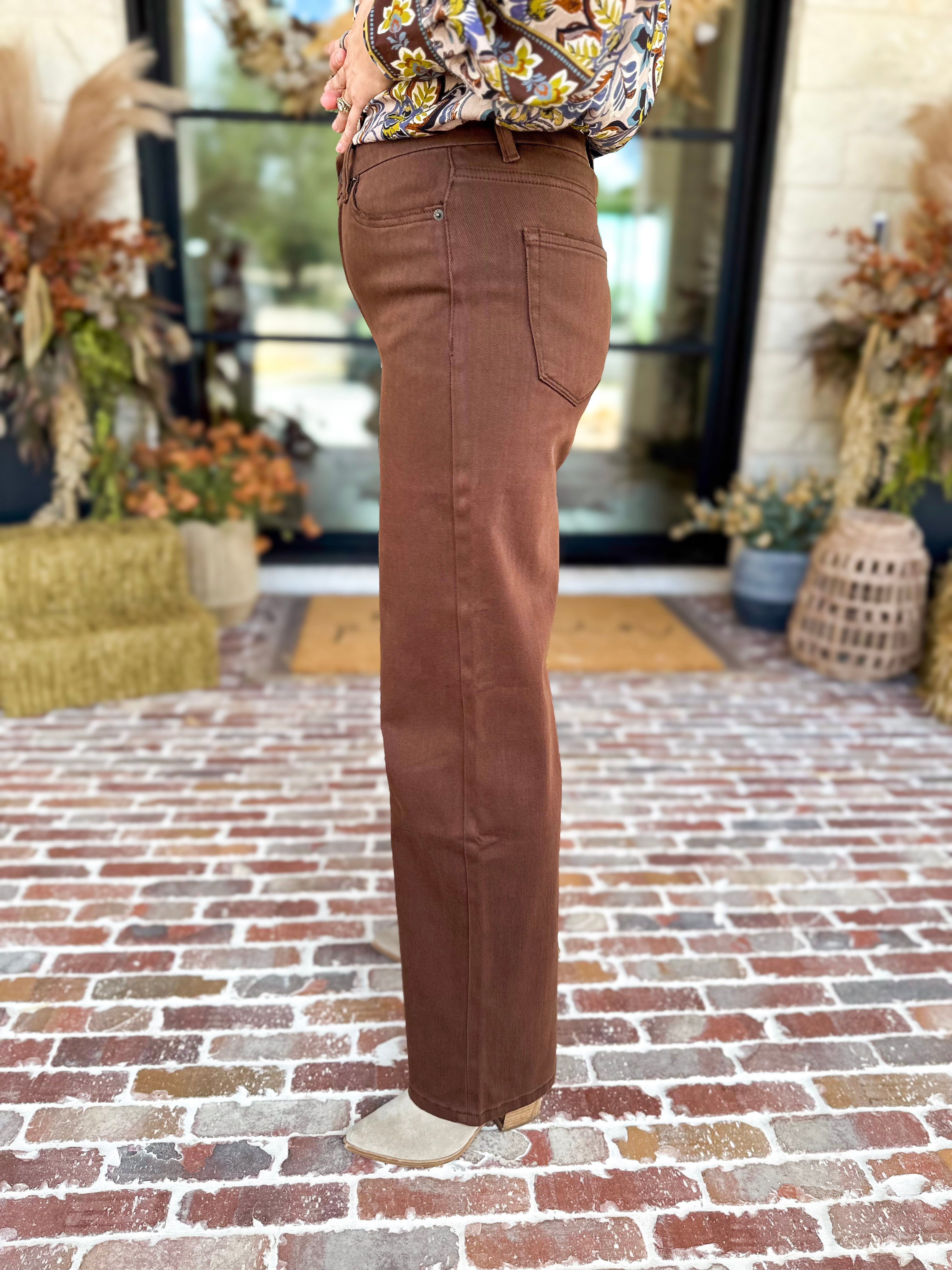 Classic Wide Leg Jeans - Vintage Brown-420 Denim-MICA-July & June Women's Fashion Boutique Located in San Antonio, Texas