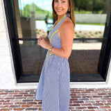 Chic Striped Halter Midi Dress-500 Midi-ENTRO-July & June Women's Fashion Boutique Located in San Antonio, Texas