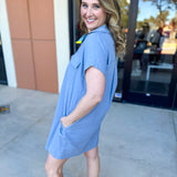Go-To Utility Mini Dress - Blue-510 Mini-IN FEBRUARY-July & June Women's Fashion Boutique Located in San Antonio, Texas