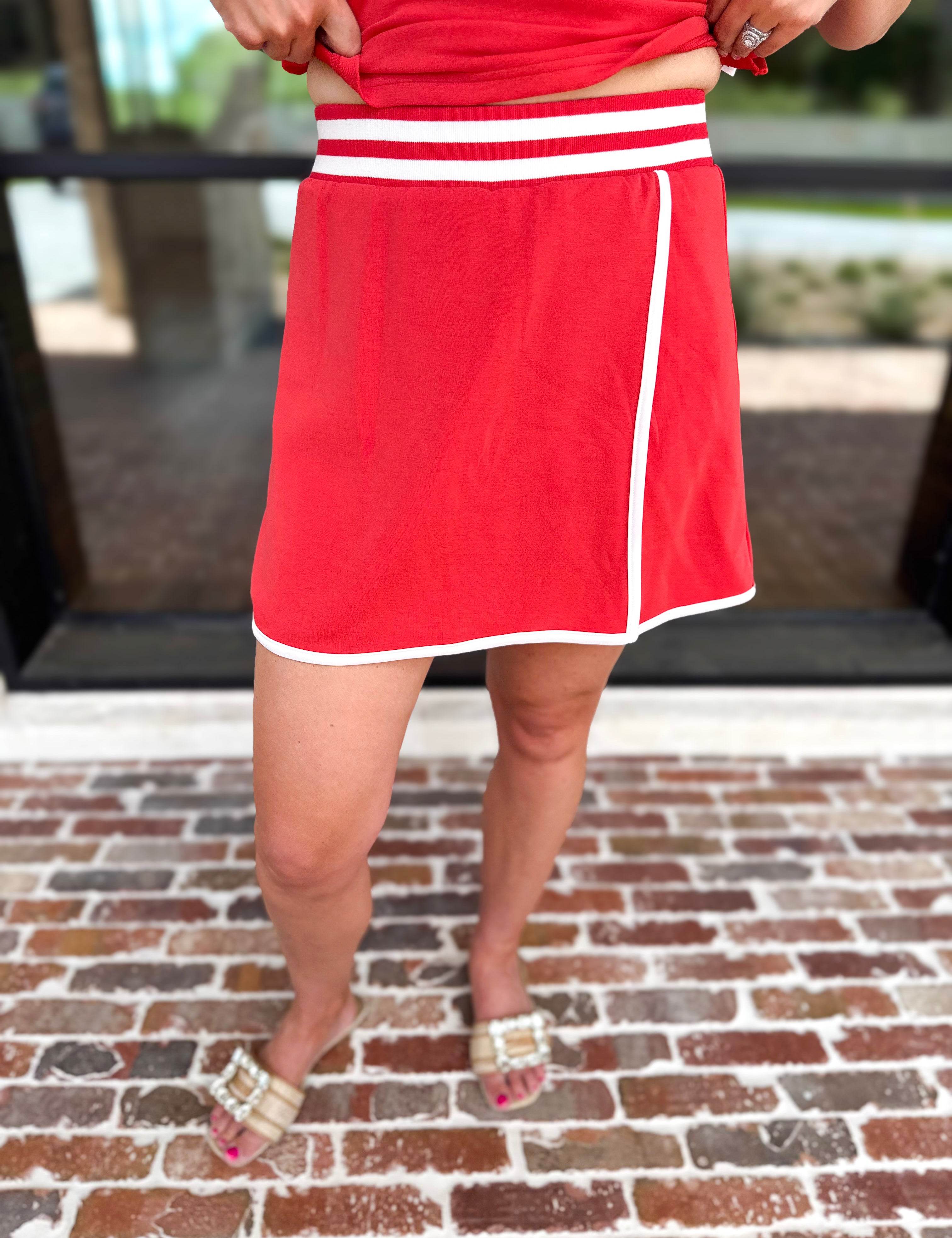 The Sunday Stroll Athleisure Skort - Red-300 Athleisure/Lounge-SKIES ARE BLUE-July & June Women's Fashion Boutique Located in San Antonio, Texas