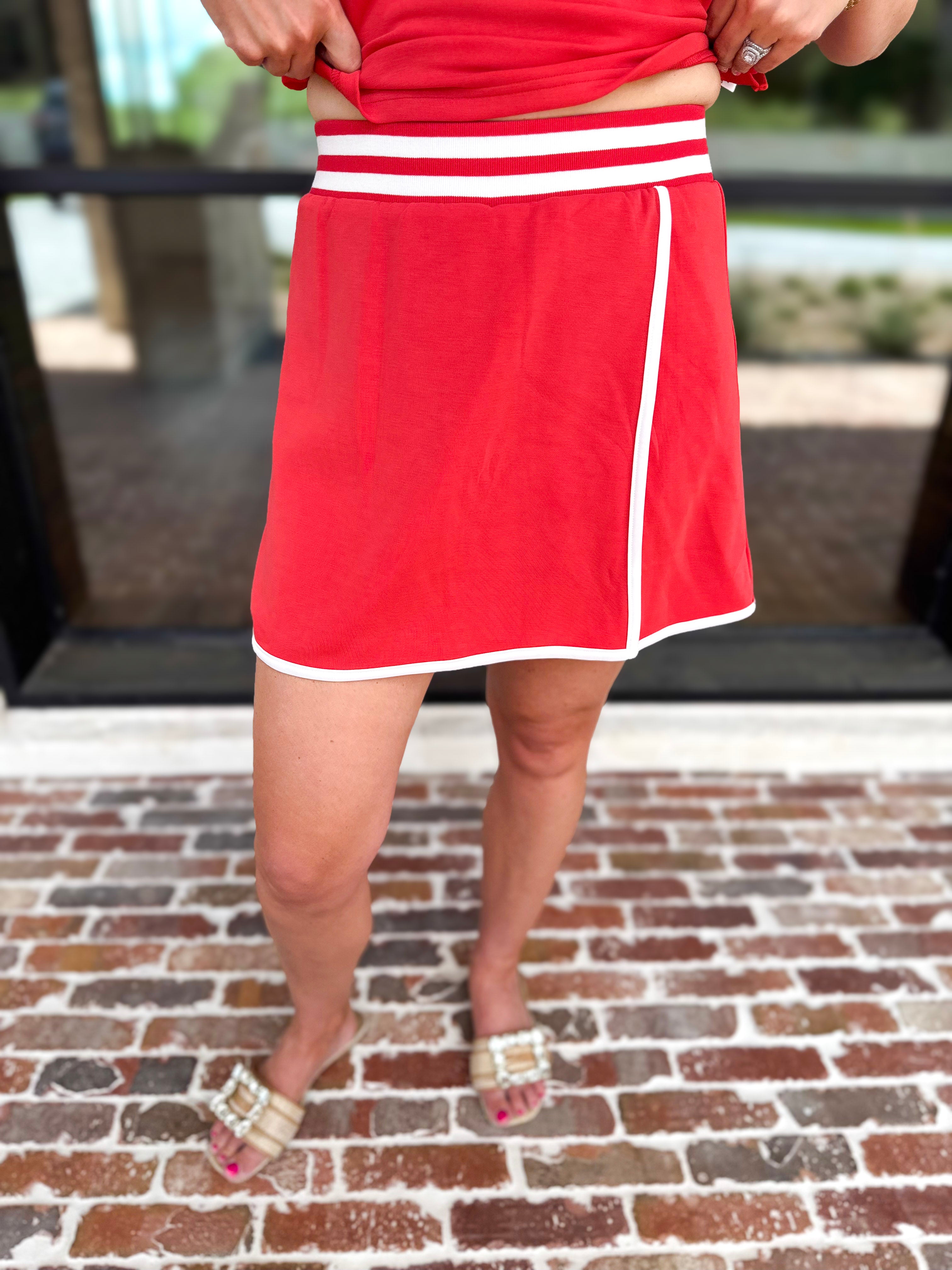 The Sunday Stroll Athleisure Skort - Red-300 Athleisure/Lounge-SKIES ARE BLUE-July & June Women's Fashion Boutique Located in San Antonio, Texas