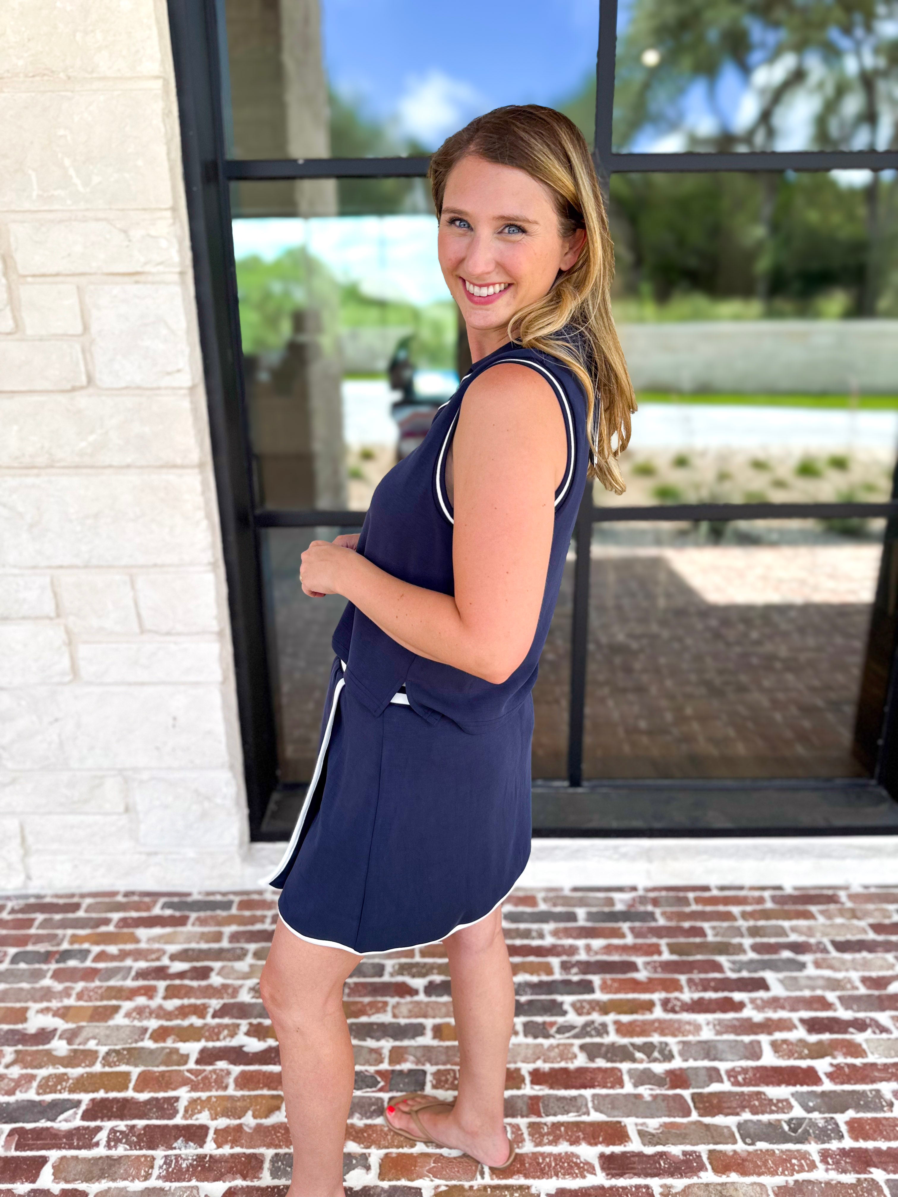 The Sunday Stroll Athleisure Tank - True Navy-300 Athleisure/Lounge-SKIES ARE BLUE-July & June Women's Fashion Boutique Located in San Antonio, Texas