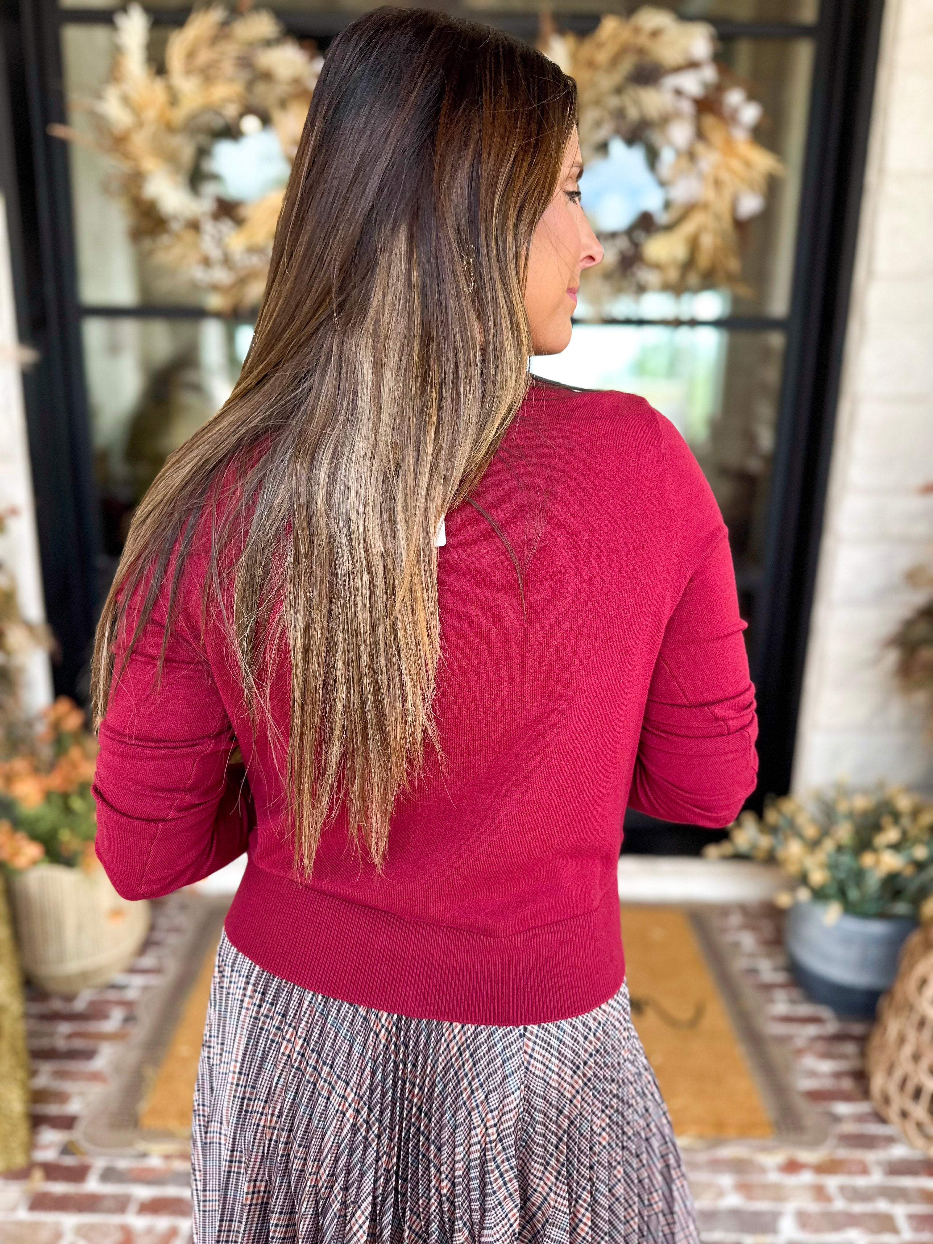 The Forever Favorite Cardigan - Burgundy-230 Sweaters/Cardis-SKIES ARE BLUE-July & June Women's Fashion Boutique Located in San Antonio, Texas