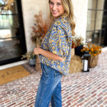 Marina Floral Puff Sleeve Blouse-200 Fashion Blouses-OLIVACEOUS-July & June Women's Fashion Boutique Located in San Antonio, Texas