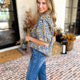 Marina Floral Puff Sleeve Blouse-200 Fashion Blouses-OLIVACEOUS-July & June Women's Fashion Boutique Located in San Antonio, Texas