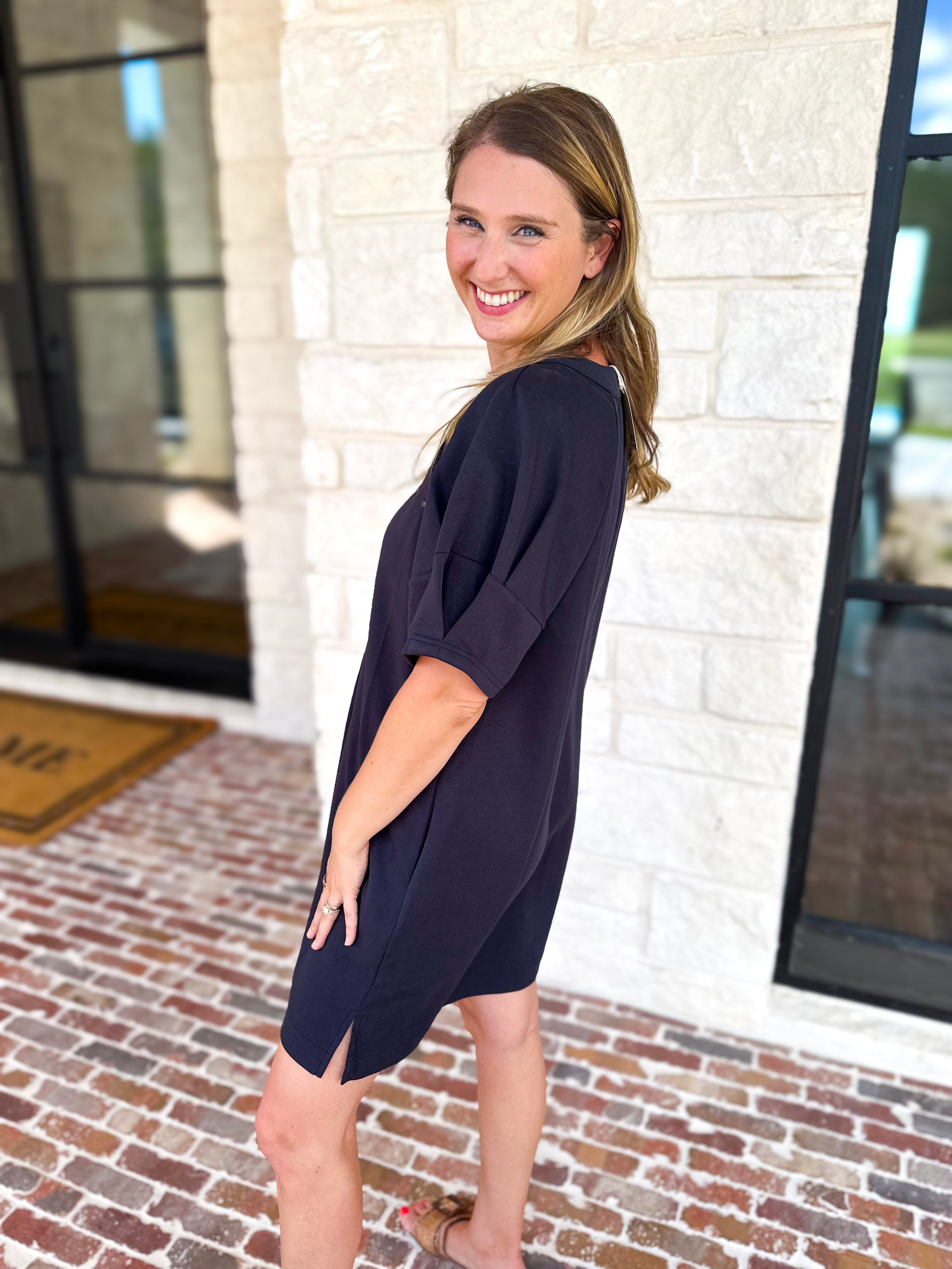 Comfy & Classy Navy Mini Dress-510 Mini-JODIFL-July & June Women's Fashion Boutique Located in San Antonio, Texas