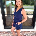 The Weekender Navy Romper-300 Athleisure/Lounge-SKIES ARE BLUE-July & June Women's Fashion Boutique Located in San Antonio, Texas