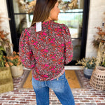 Mary Square - Raspberry Florals Blouse-200 Fashion Blouses-MARY SQUARE-July & June Women's Fashion Boutique Located in San Antonio, Texas
