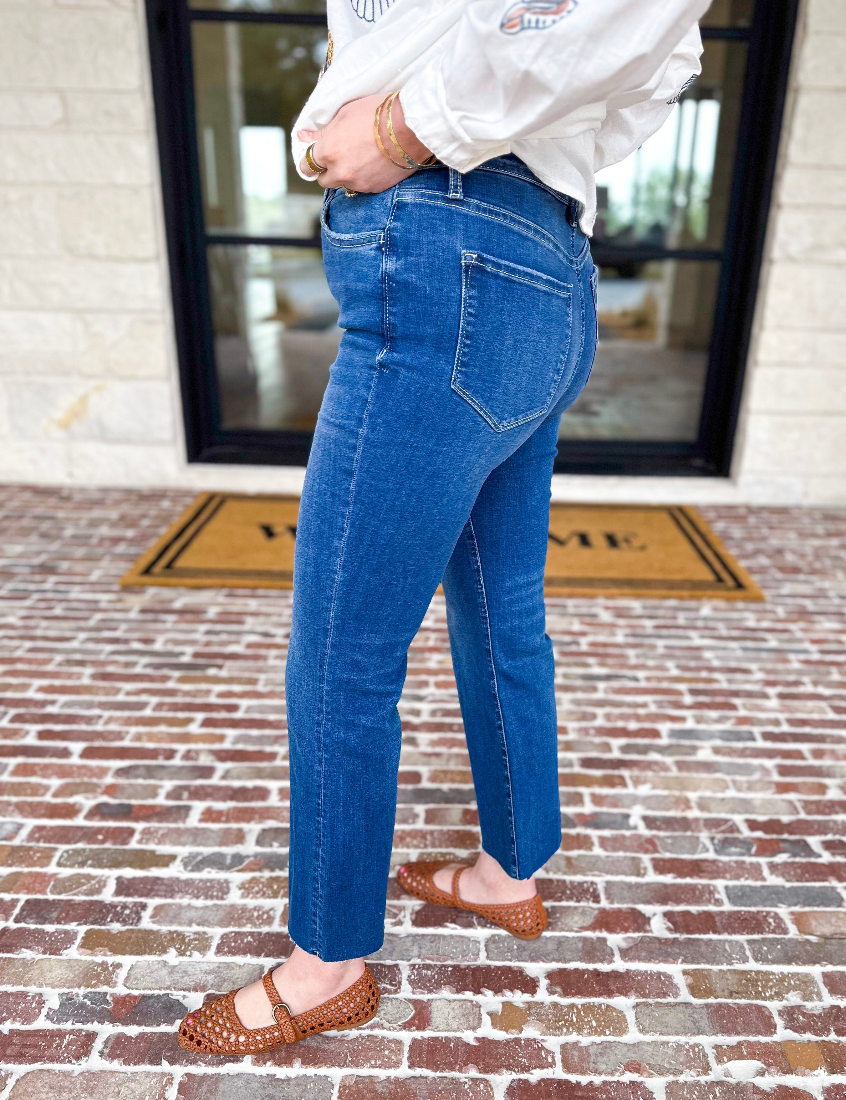 Vervet - Dark Wash High Rise Kick Flare Jeans-400 Pants-VEVERT BY FLYING MONKEY-July & June Women's Fashion Boutique Located in San Antonio, Texas