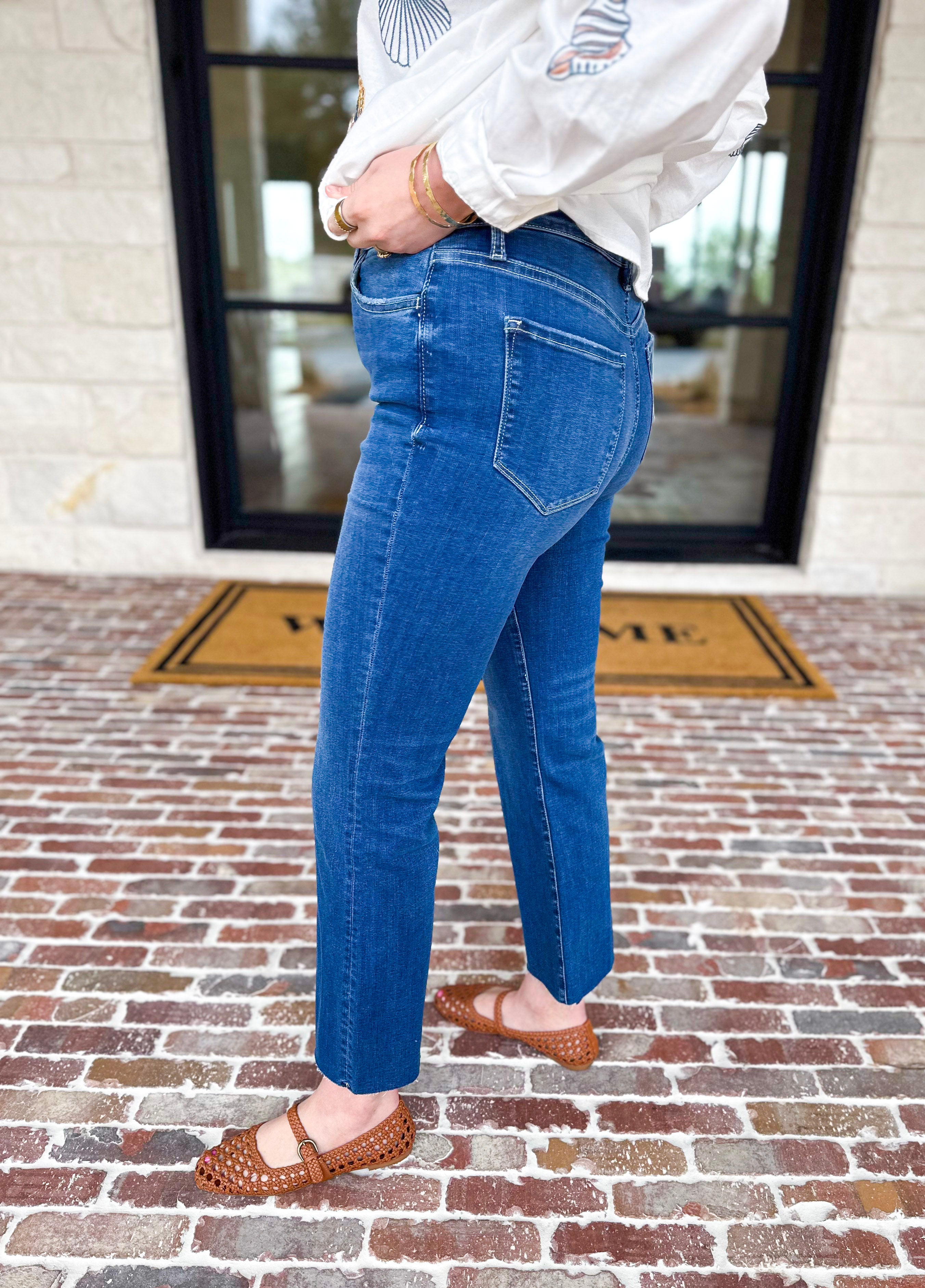 Vervet - Dark Wash High Rise Kick Flare Jeans-400 Pants-VEVERT BY FLYING MONKEY-July & June Women's Fashion Boutique Located in San Antonio, Texas