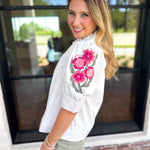 Mary Square - Sweet Florals Embroidered Blouse-200 Fashion Blouses-MARY SQUARE-July & June Women's Fashion Boutique Located in San Antonio, Texas
