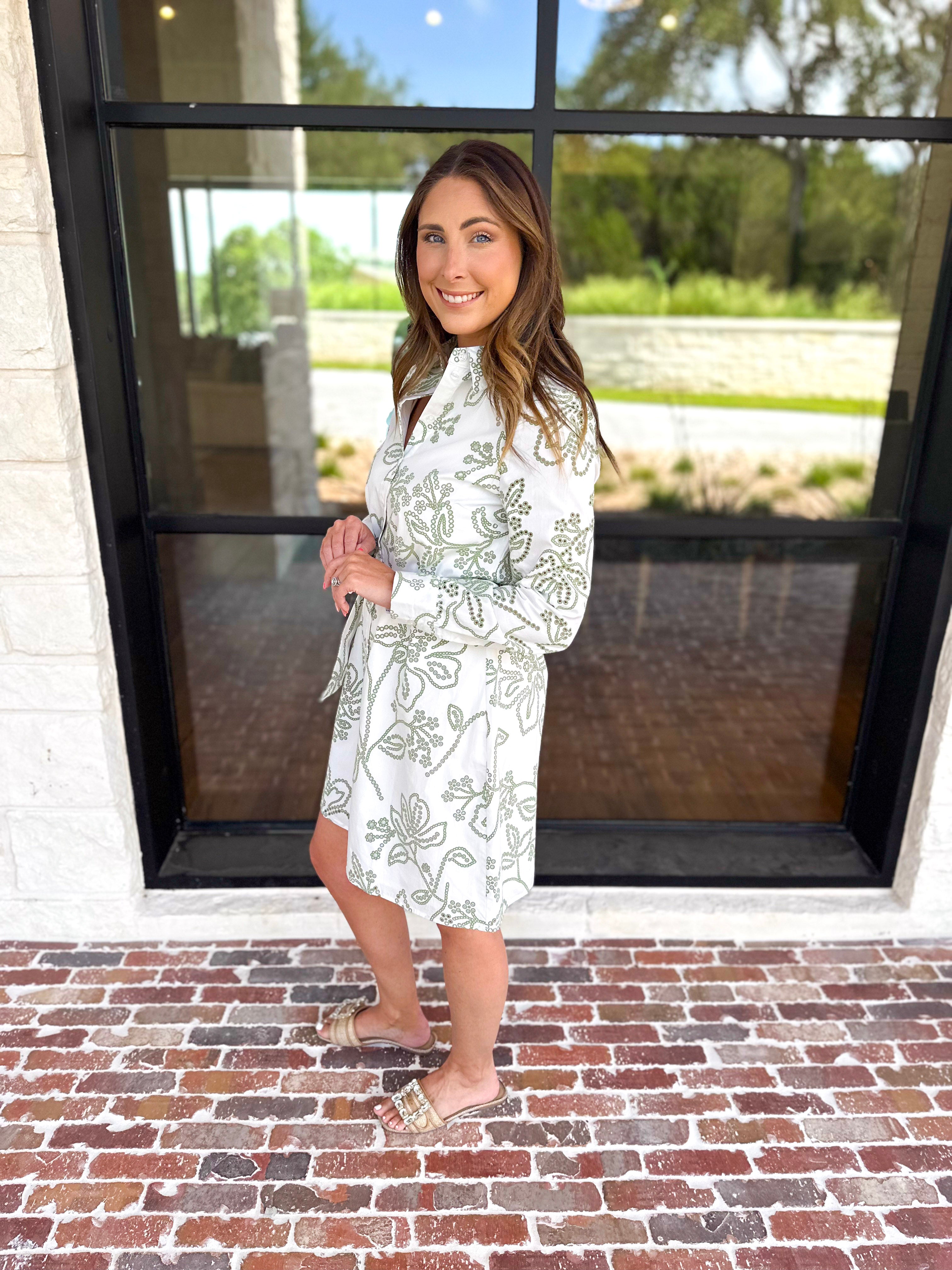 Mary Square - Sage Floral Mini Dress-510 Mini-MARY SQUARE-July & June Women's Fashion Boutique Located in San Antonio, Texas