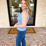 Current Air - Elegant Knit Tank - Sky Blue-200 Fashion Blouses-CURRENT AIR CLOTHING-July & June Women's Fashion Boutique Located in San Antonio, Texas