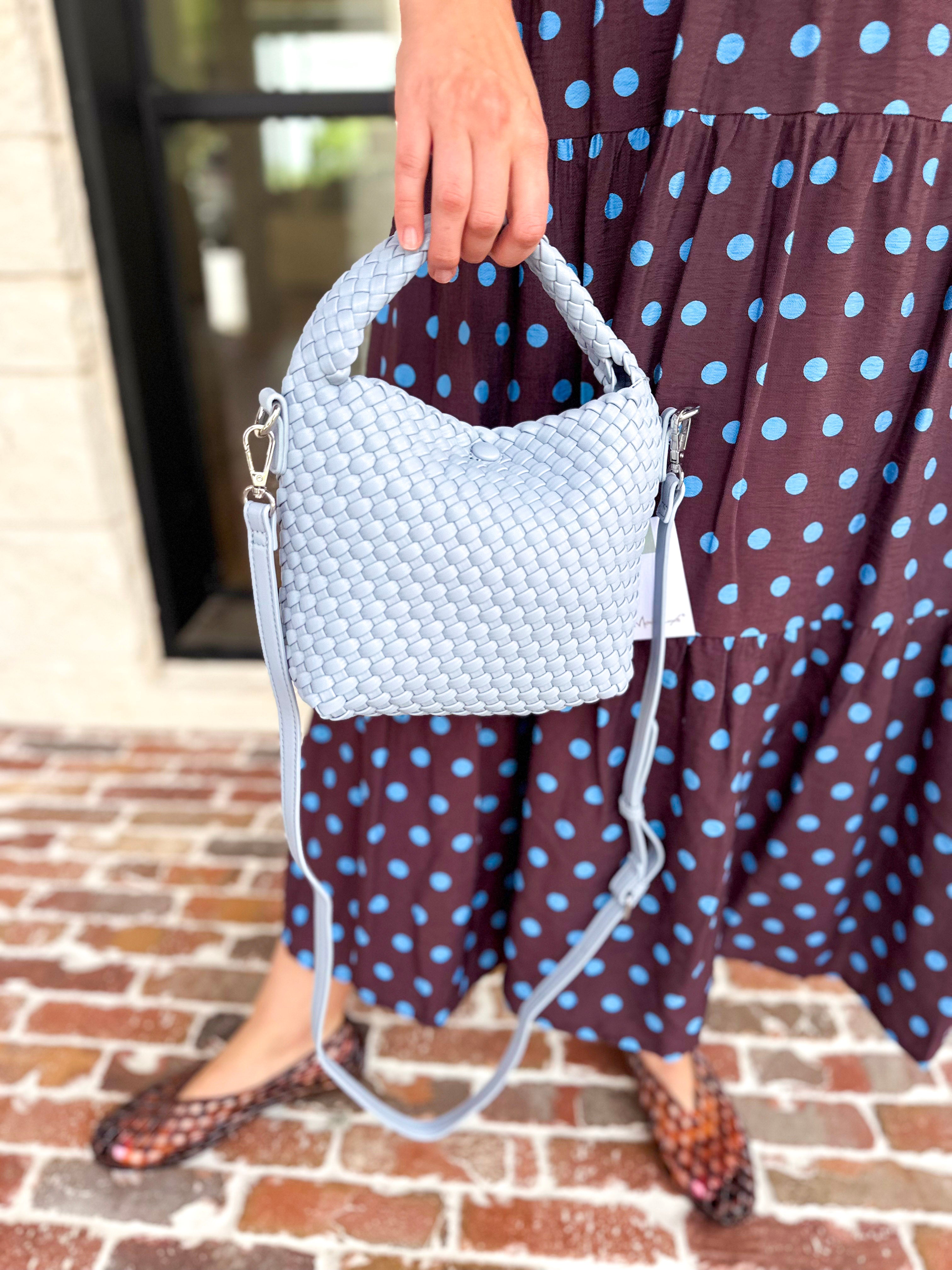 On Trend Woven Crossbody Bag - Blue-130 ACCESSORIES-Moda Luxe-July & June Women's Fashion Boutique Located in San Antonio, Texas