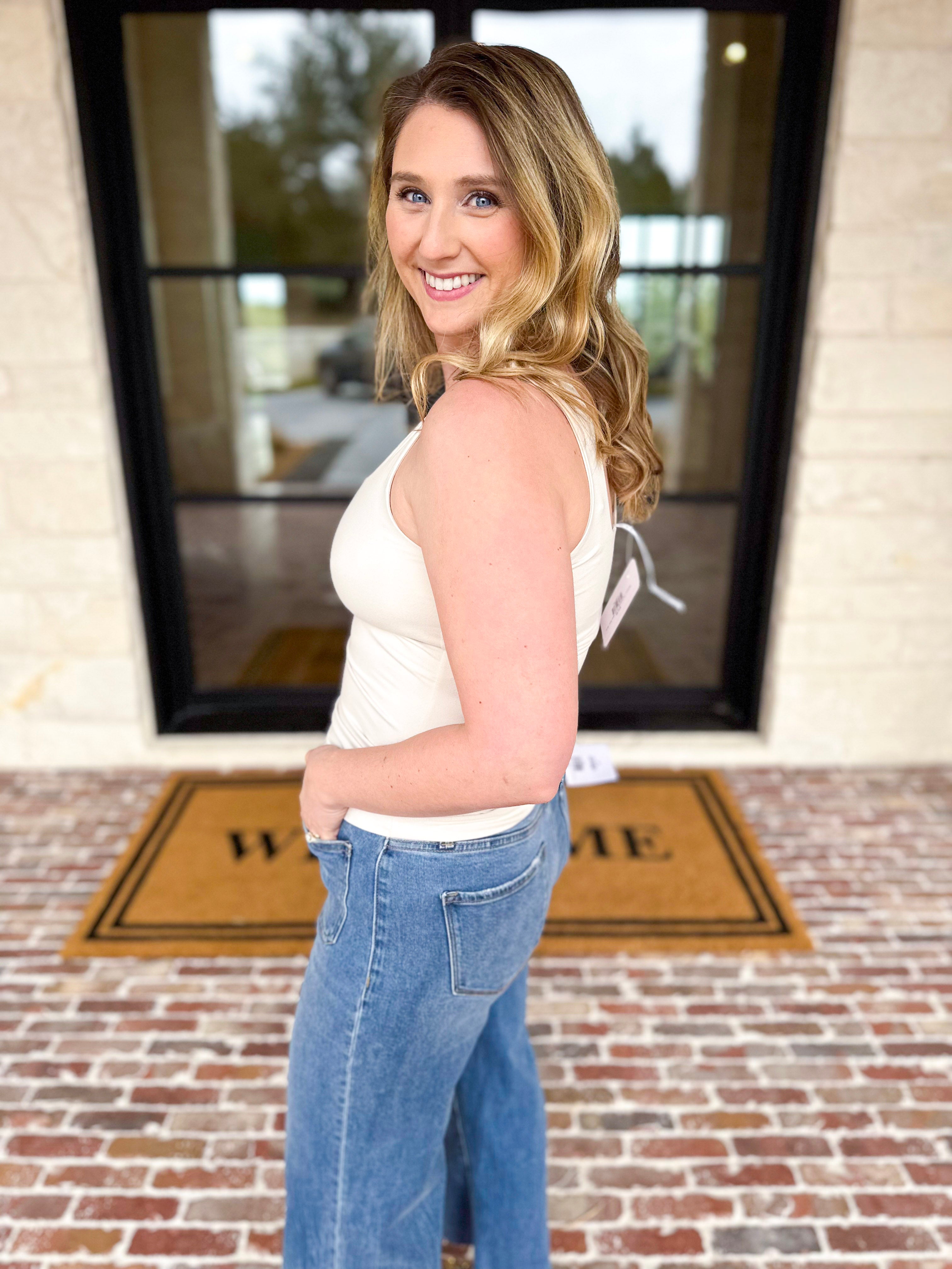 The Essential Square Neck Tank - Bone-220 Basic Tops-RAE MODE-July & June Women's Fashion Boutique Located in San Antonio, Texas