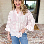 Comfy Coastal Button Down - Pink-200 Fashion Blouses-IN FEBRUARY-July & June Women's Fashion Boutique Located in San Antonio, Texas
