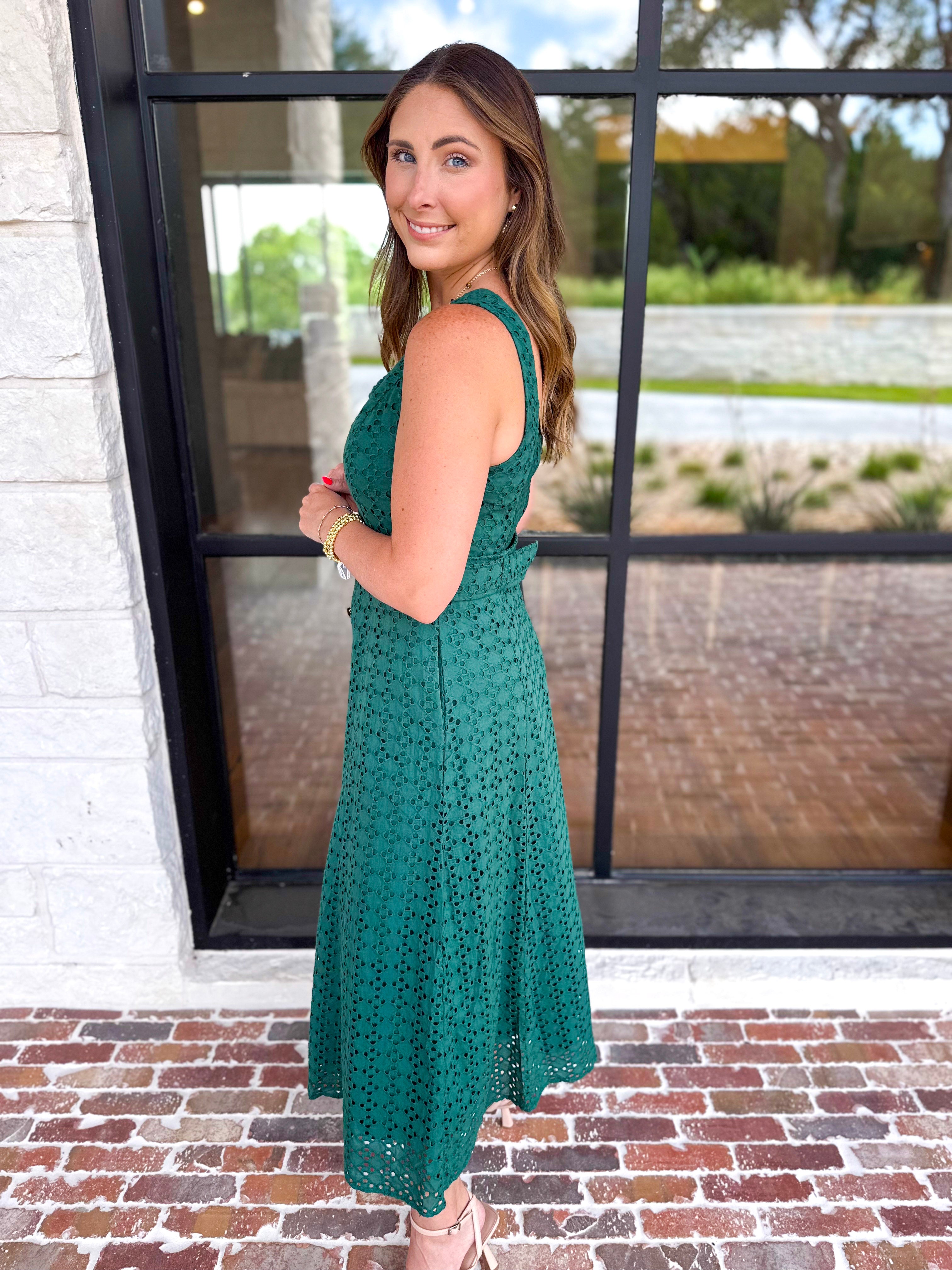 The Social Hour Midi Dress - Hunter Green-500 Midi-ENTRO-July & June Women's Fashion Boutique Located in San Antonio, Texas