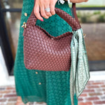 On Trend Woven Crossbody Bag - Chocolate-130 ACCESSORIES-Moda Luxe-July & June Women's Fashion Boutique Located in San Antonio, Texas