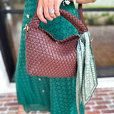 On Trend Woven Crossbody Bag - Chocolate-130 ACCESSORIES-Moda Luxe-July & June Women's Fashion Boutique Located in San Antonio, Texas