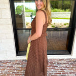 The Social Hour Midi Dress - Chocolate-500 Midi-ENTRO-July & June Women's Fashion Boutique Located in San Antonio, Texas