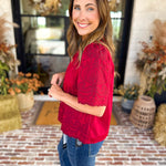 The Brunch Blouse - Burgundy-200 Fashion Blouses-ENTRO-July & June Women's Fashion Boutique Located in San Antonio, Texas