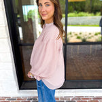 Breezy Gingham Blouse - Camel-200 Fashion Blouses-FATE-July & June Women's Fashion Boutique Located in San Antonio, Texas