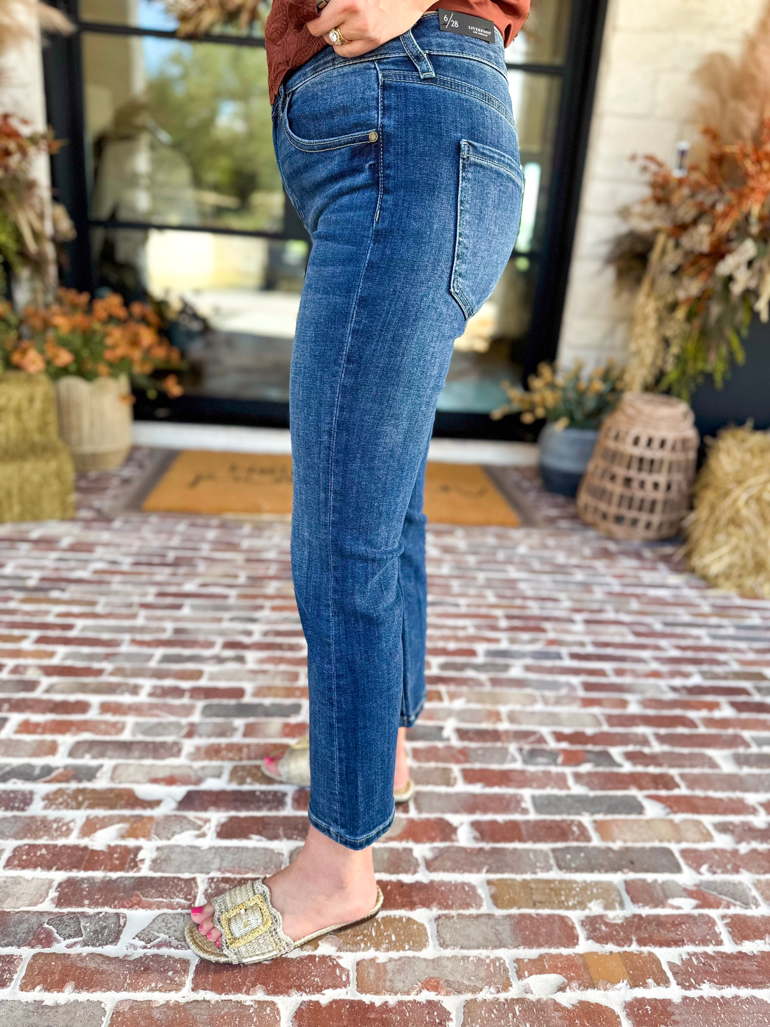 Liverpool - The Hannah Crop Flare Jeans-420 Denim-LIVERPOOL JEANS COMPANY-July & June Women's Fashion Boutique Located in San Antonio, Texas