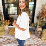 Suede Swing Blouse - Cream-200 Fashion Blouses-FATE-July & June Women's Fashion Boutique Located in San Antonio, Texas