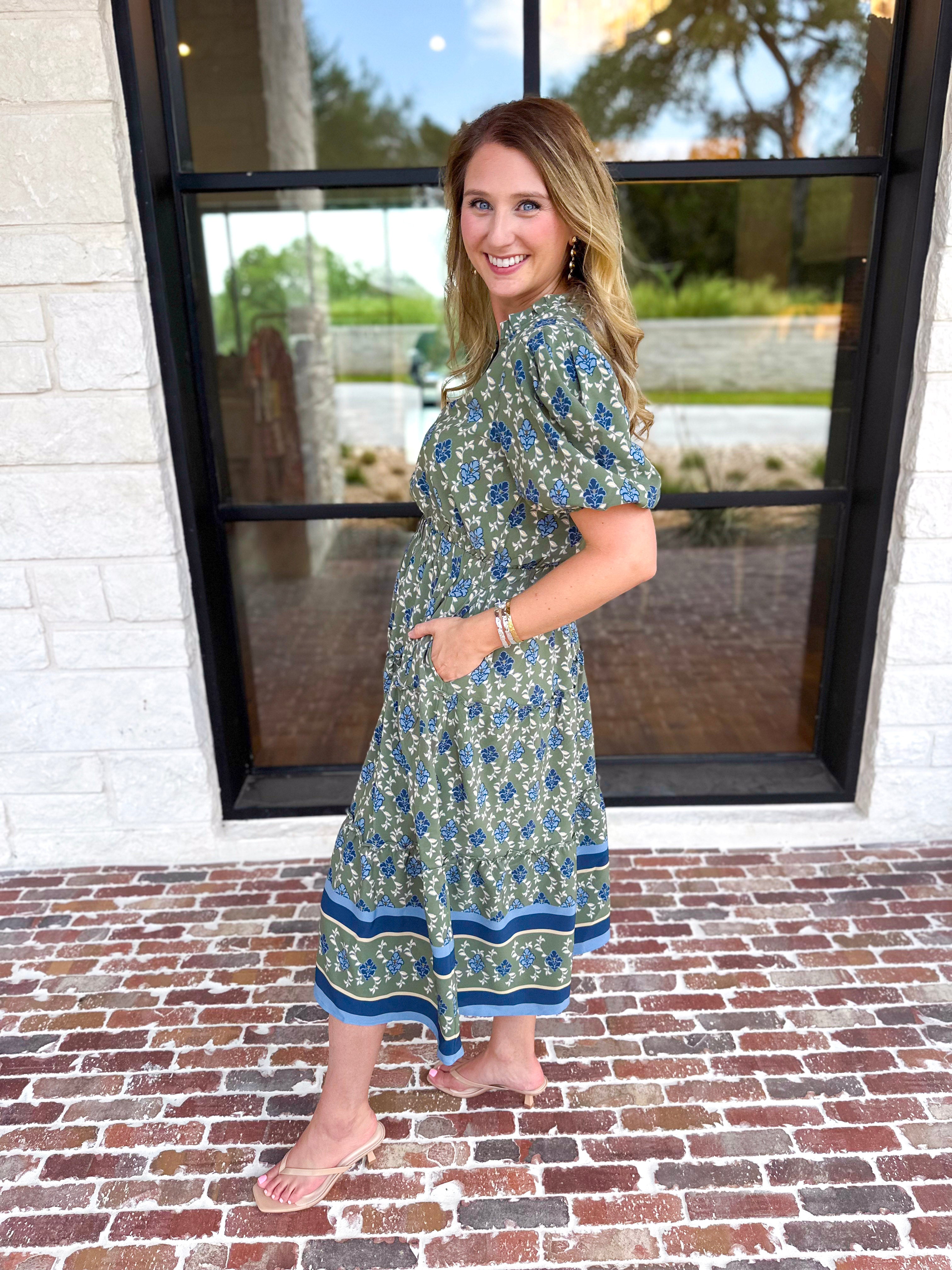 Mary Square - Lainey Midi Dress - Olive-500 Midi-MARY SQUARE-July & June Women's Fashion Boutique Located in San Antonio, Texas