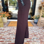 Liverpool - Kayla Wide Leg Trousers - Dark Brown-400 Pants-LIVERPOOL JEANS COMPANY-July & June Women's Fashion Boutique Located in San Antonio, Texas