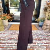 Liverpool - Kayla Wide Leg Trousers - Dark Brown-400 Pants-LIVERPOOL JEANS COMPANY-July & June Women's Fashion Boutique Located in San Antonio, Texas