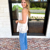 Date Night Lace Cami - Almond-200 Fashion Blouses-ENTRO-July & June Women's Fashion Boutique Located in San Antonio, Texas