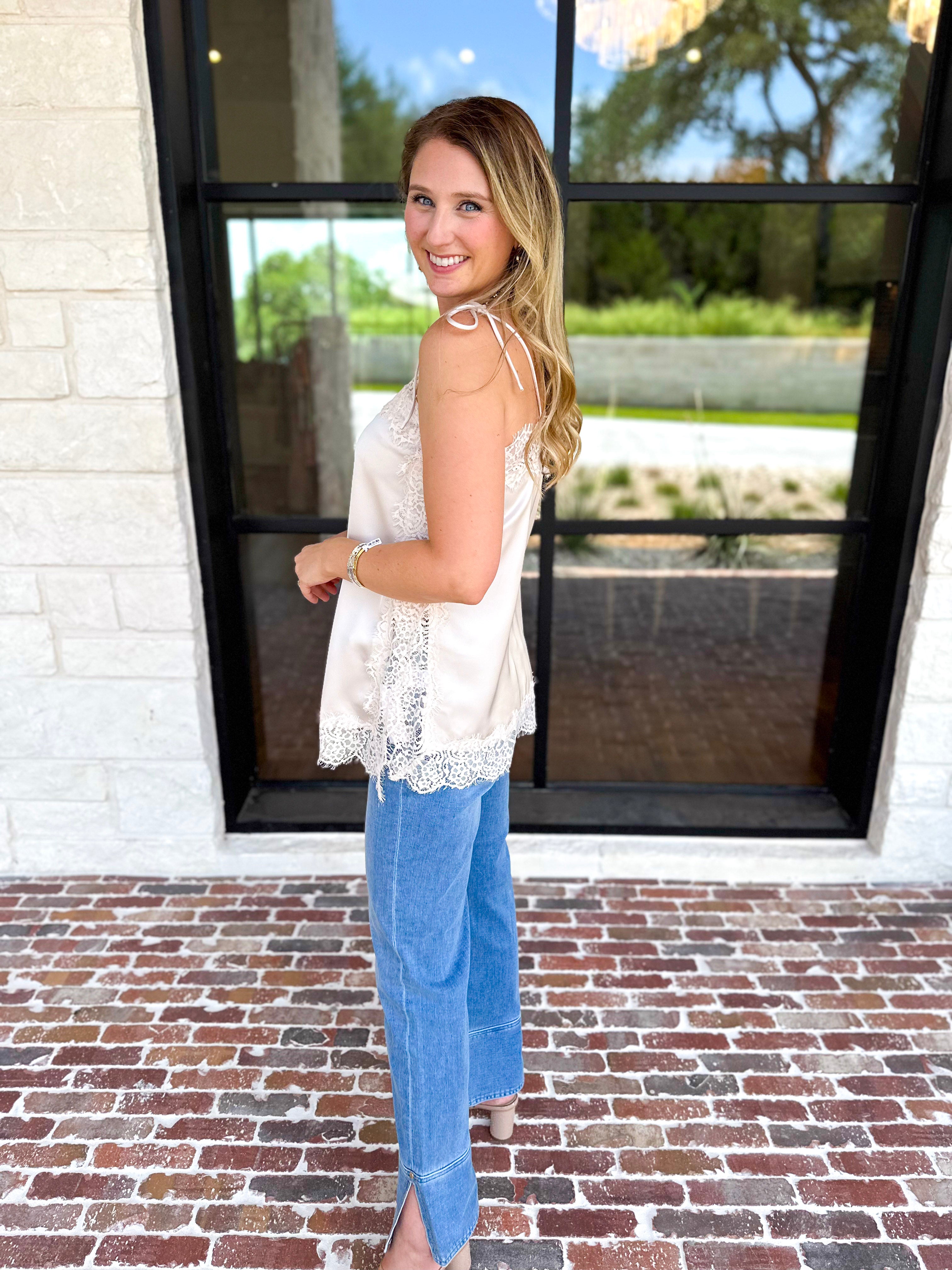 Date Night Lace Cami - Almond-200 Fashion Blouses-ENTRO-July & June Women's Fashion Boutique Located in San Antonio, Texas