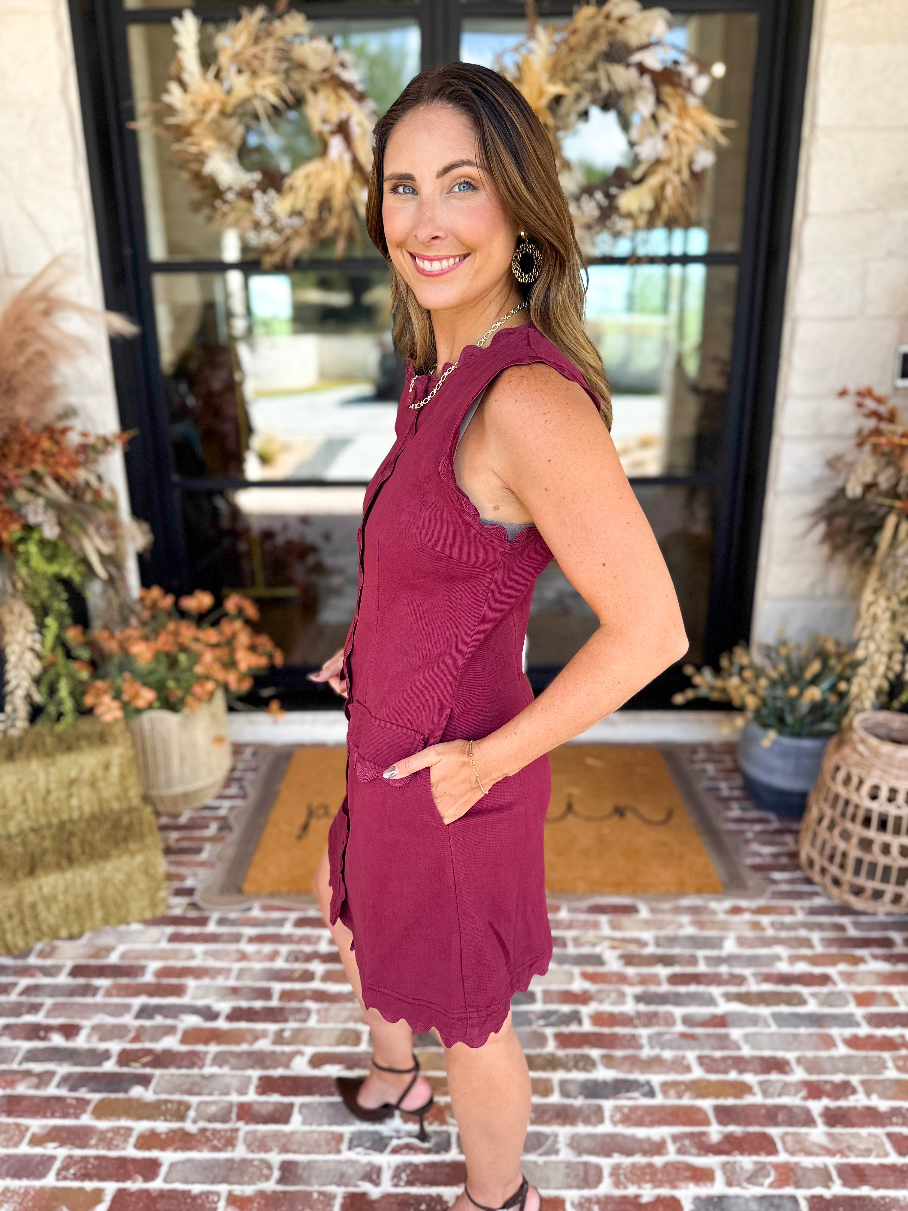Weekend Plans Ric Rac Mini Dress - Wine-510 Mini-ENTRO-July & June Women's Fashion Boutique Located in San Antonio, Texas