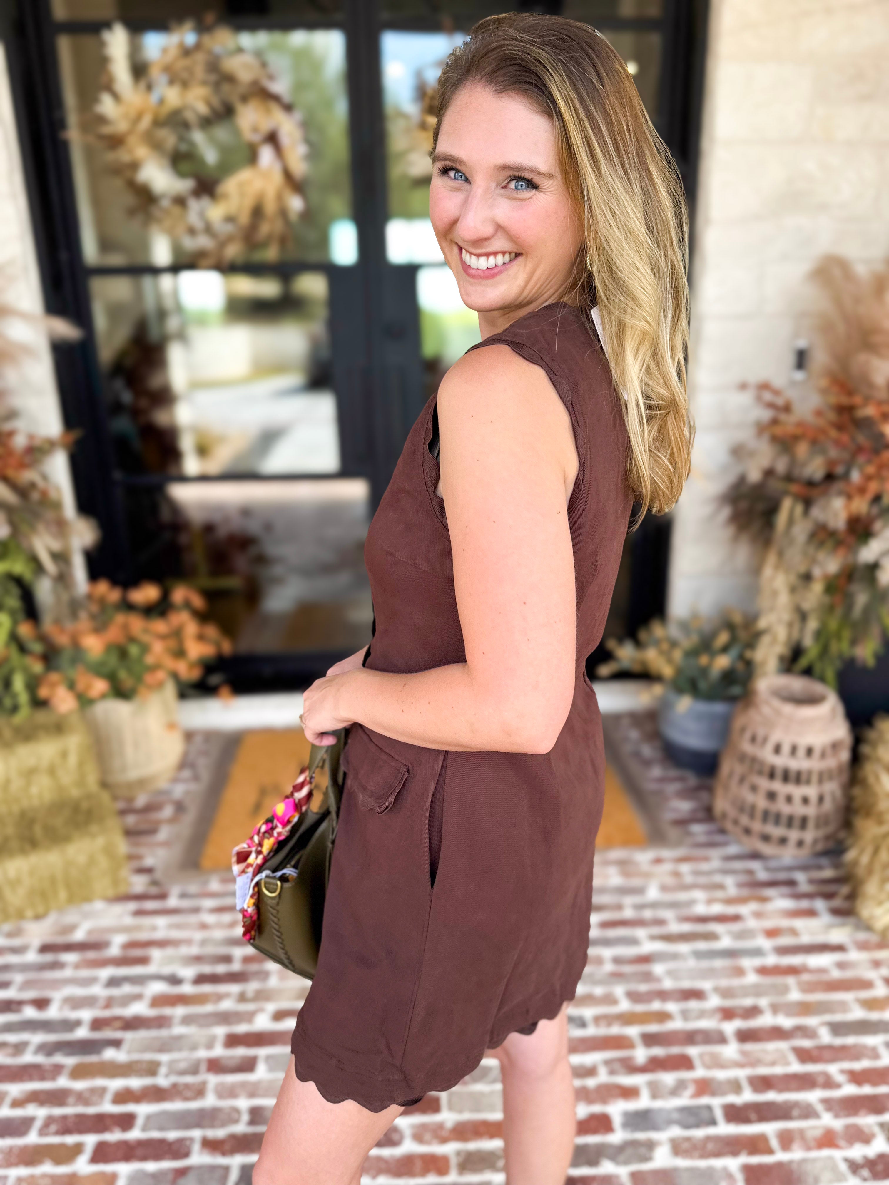 Weekend Plans Ric Rac Mini Dress - Brown-510 Mini-ENTRO-July & June Women's Fashion Boutique Located in San Antonio, Texas