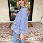 Seashell Flow Button Down Blouse-200 Fashion Blouses-FATE-July & June Women's Fashion Boutique Located in San Antonio, Texas