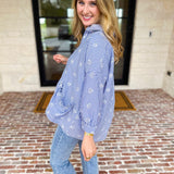 Seashell Flow Button Down Blouse-200 Fashion Blouses-FATE-July & June Women's Fashion Boutique Located in San Antonio, Texas