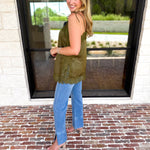 Date Night Lace Cami - Olive-200 Fashion Blouses-ENTRO-July & June Women's Fashion Boutique Located in San Antonio, Texas