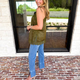 Date Night Lace Cami - Olive-200 Fashion Blouses-ENTRO-July & June Women's Fashion Boutique Located in San Antonio, Texas