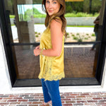Date Night Lace Cami - Golden-200 Fashion Blouses-ENTRO-July & June Women's Fashion Boutique Located in San Antonio, Texas
