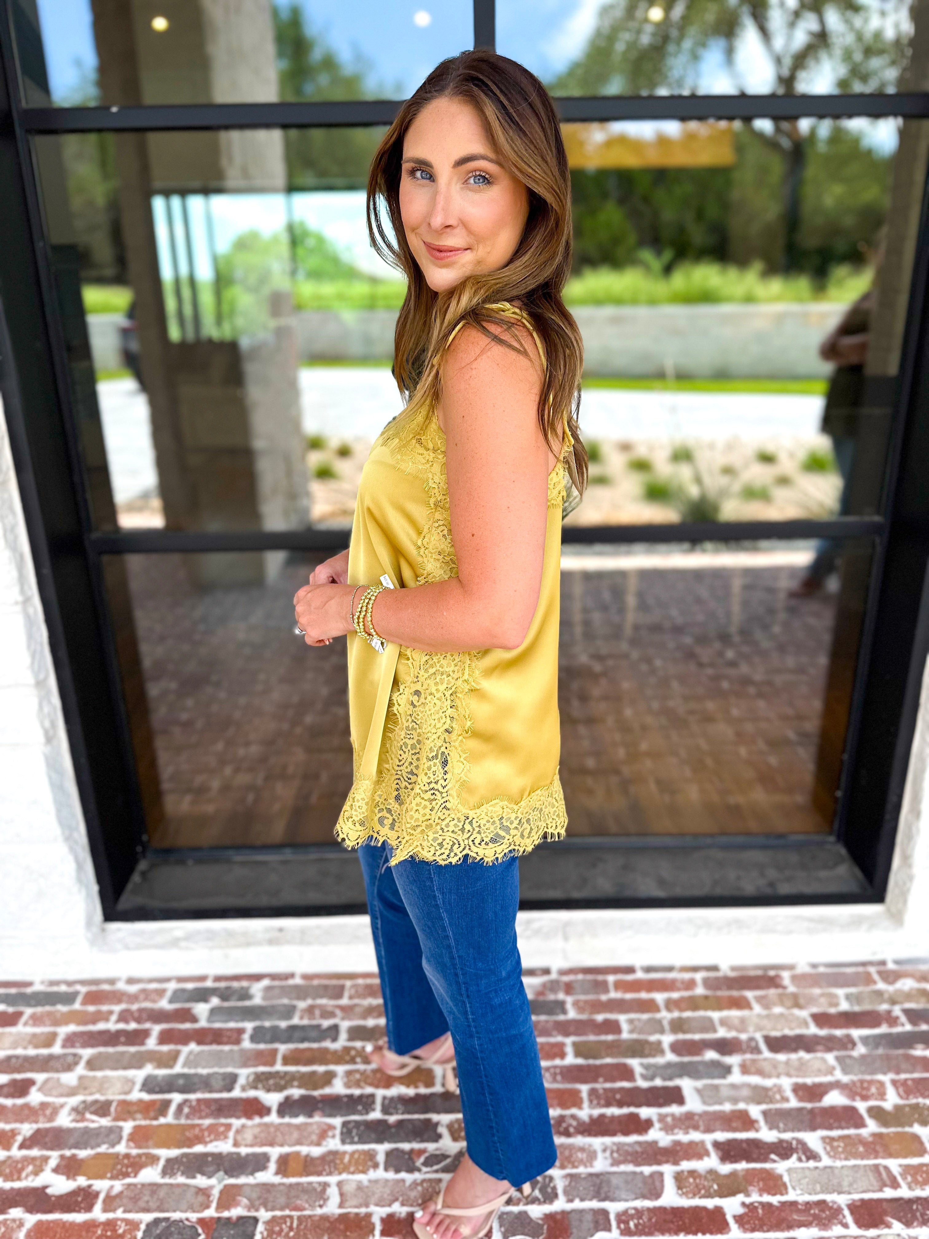 Date Night Lace Cami - Golden-200 Fashion Blouses-ENTRO-July & June Women's Fashion Boutique Located in San Antonio, Texas